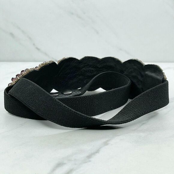 Beaded Faux Leather Stretch Belt Size Small S Womens - Picture 5 of 7